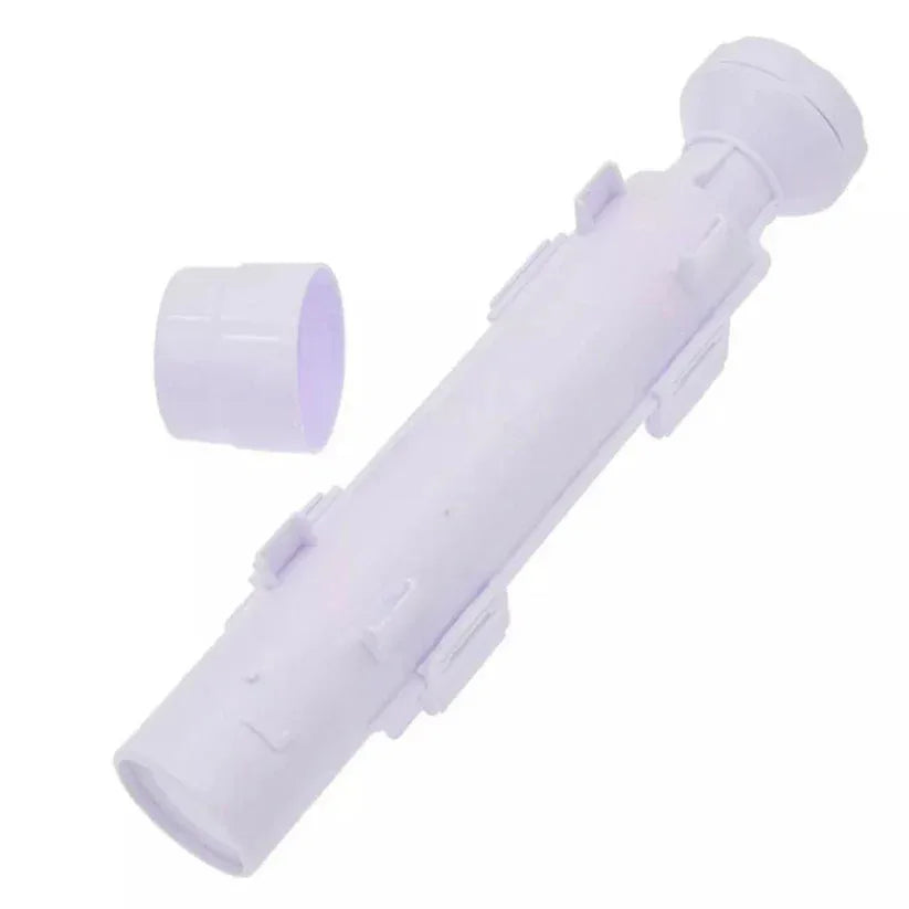 White plastic tube with a cap on a white background

