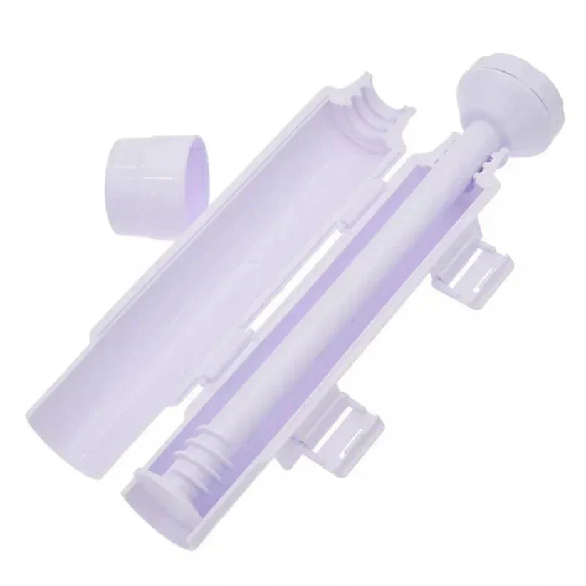 White plastic tube with connectors on a white background

