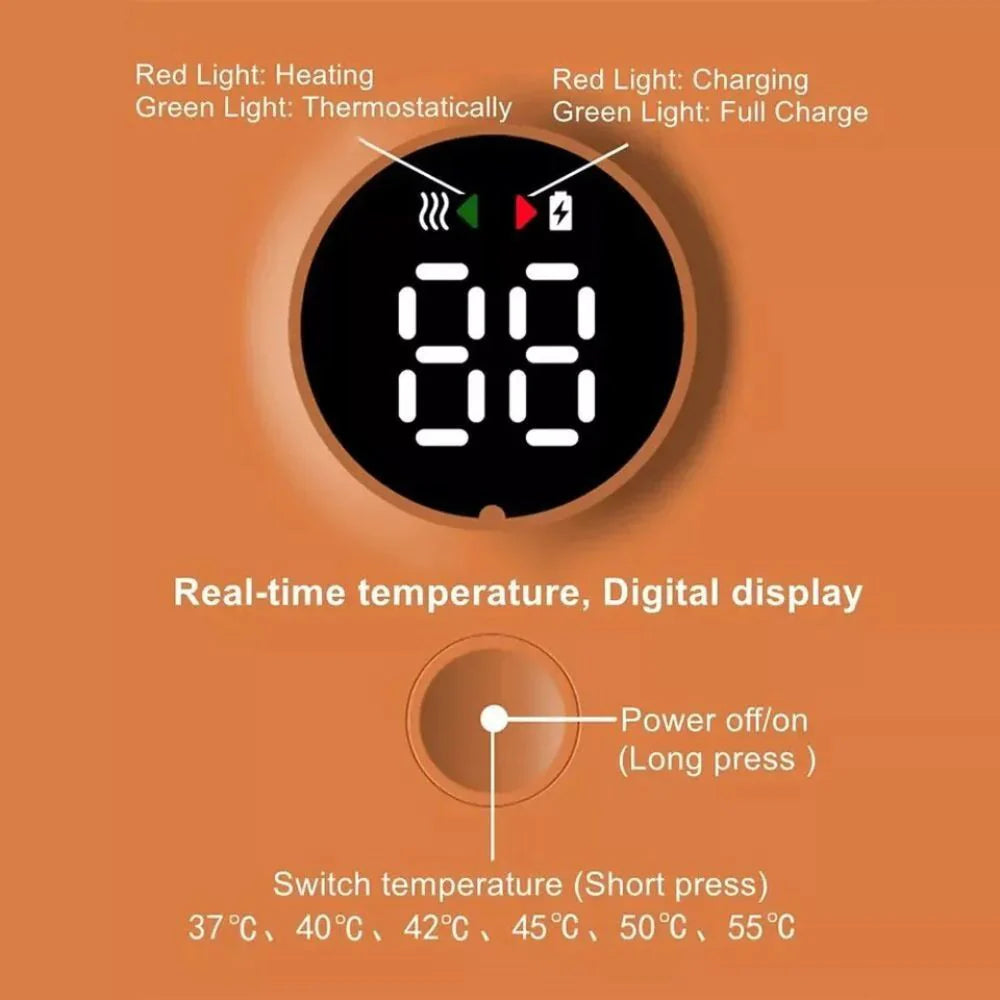 Portable USB Rechargeable Baby Bottle Warmer with Temperature Display Milk Heater