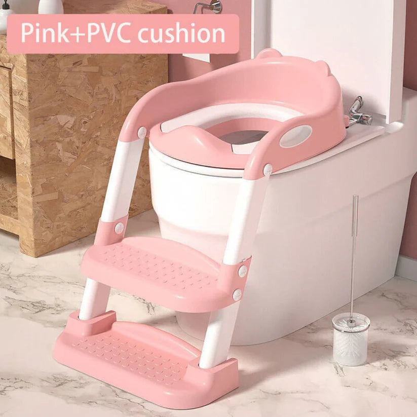 Potty Trainer Toilet Seat With Ladder Chair Kids Toddler Step Up Training Stool
