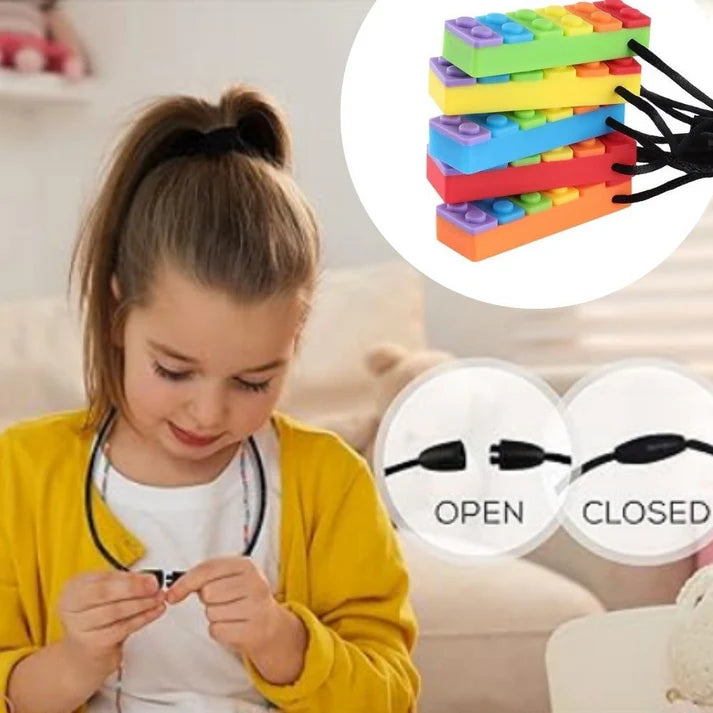 Rainbow Brick Sensory Chew Necklace For Biting, Teething, Autism, ADHD & Fidgeting