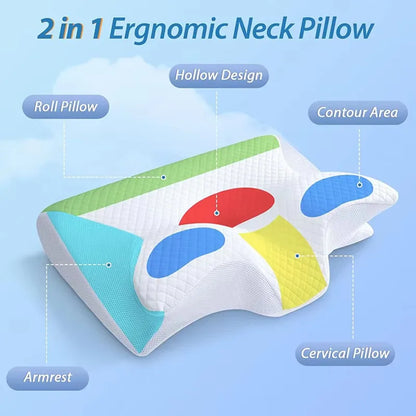 Memory Foam Neck Contour Pillow For Ergonomic Support