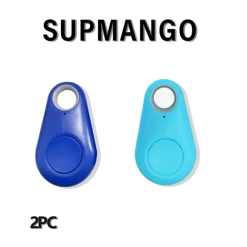Two blue tracking devices with 'SUPMANGO' branding on a white background.

