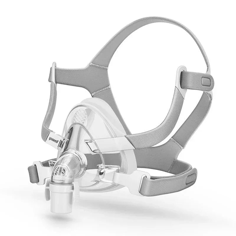 CPAP mask with headgear on a white background

