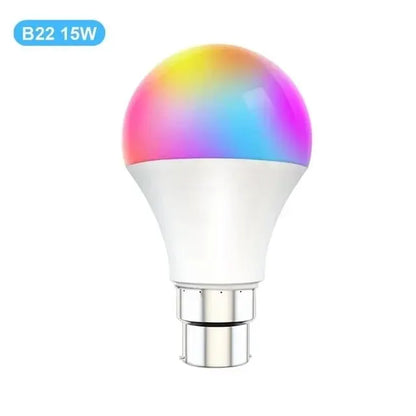 Tuya Smart Bulb E27 B22 Dimmable RGB Smart Light Bulbs 100-240V 15W LED Bulb Smart Life App Control Support Alexa Google Home