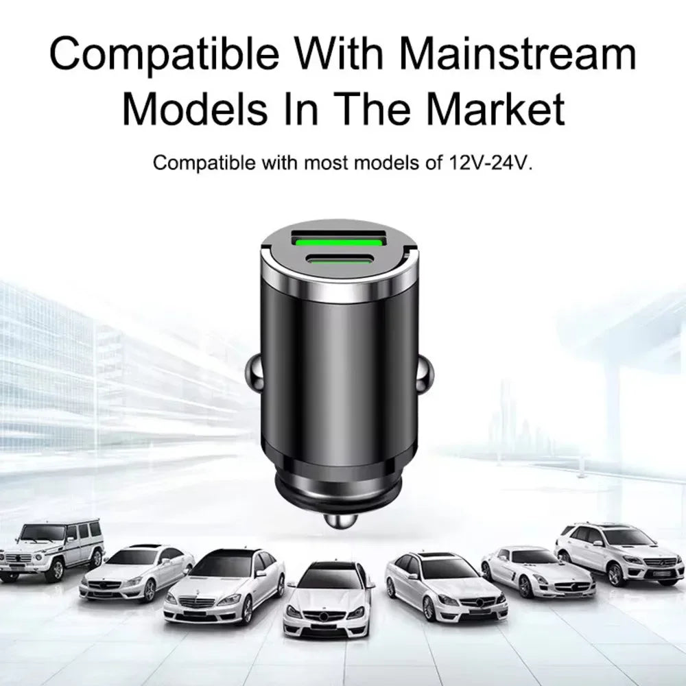 Car charger compatible with mainstream models in the market on a white background

