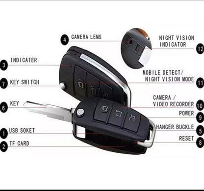 Car Key Camera Recorder Mini DVR 1080P Cam DVR Video Infrared Night