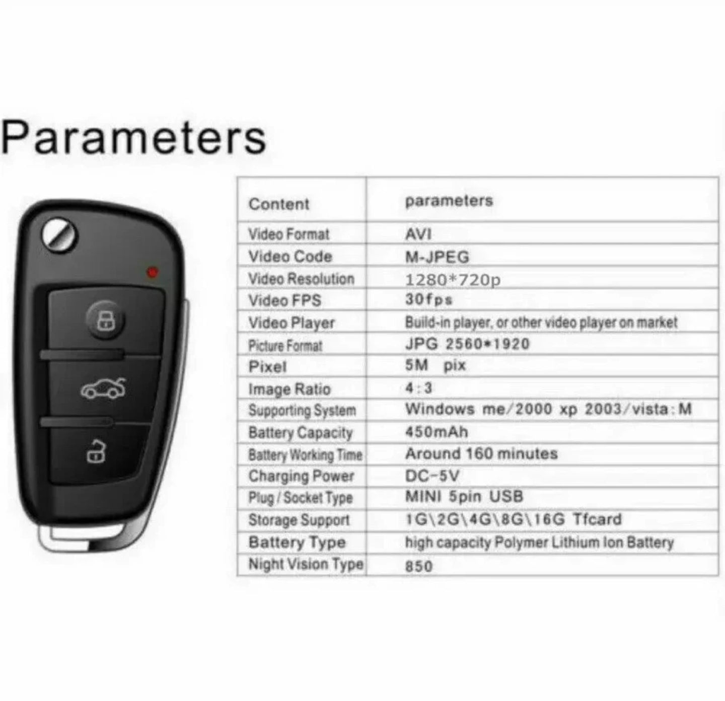 Car Key Camera Recorder Mini DVR 1080P Cam DVR Video Infrared Night
