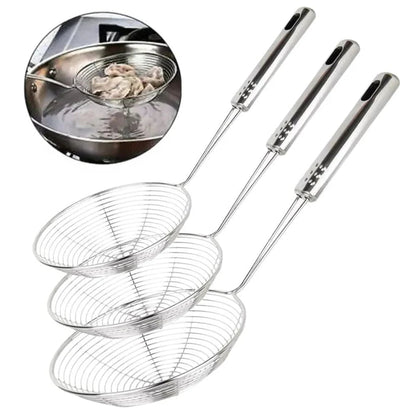 Set of 3 Spider Stainless Steel Strainer Skimmer Spoon For Cooking Frying Pasta