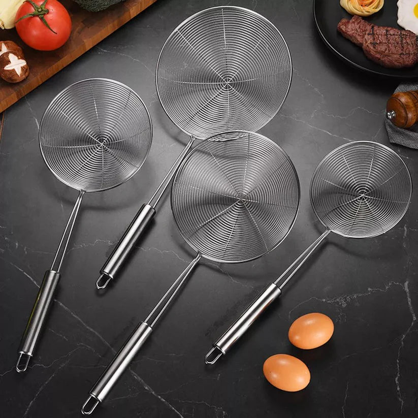 Set of 3 Spider Stainless Steel Strainer Skimmer Spoon For Cooking Frying Pasta