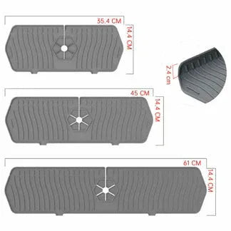 Gray rubber mat with measurements on a white background

