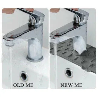 Comparison of an old and new faucet handle on a white background

