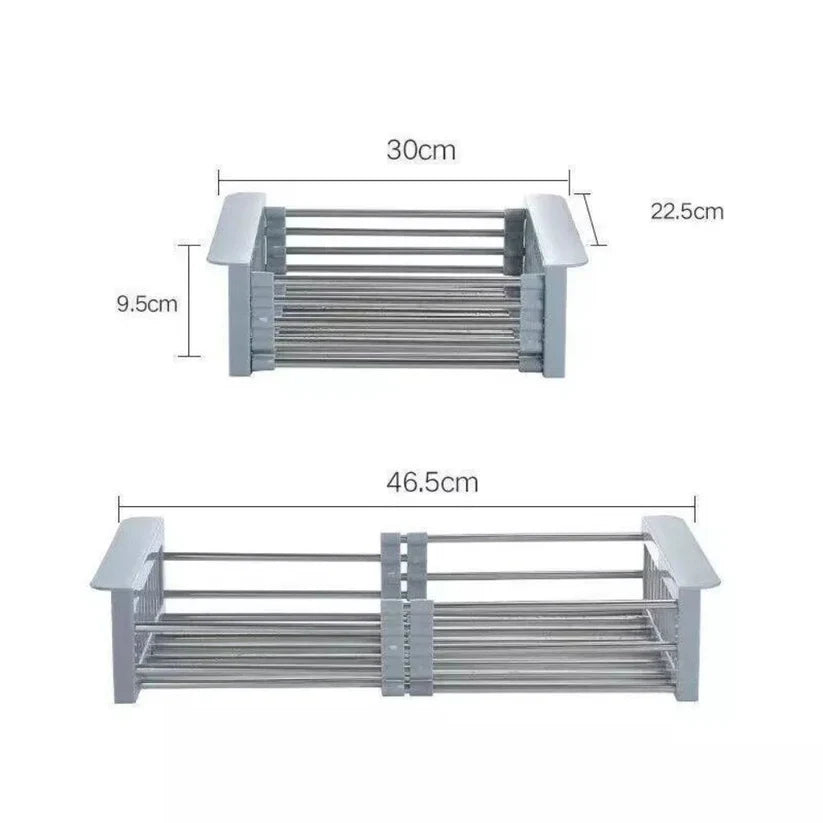 Stainless Steel Drying Rack Storage Sink Drain Basket Dish Kitchen Organiser