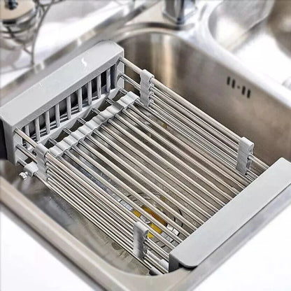 Stainless Steel Drying Rack Storage Sink Drain Basket Dish Kitchen Organiser