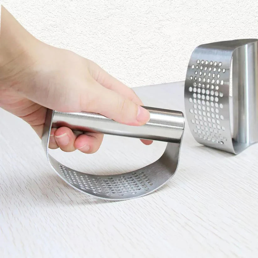 Stainless Steel Garlic Press Crusher Kitchen Rocking Mincer Manual Squeezer Tool
