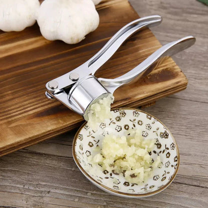 Stainless Steel Garlic Press Crusher Squeezer Silver Mincer Masher Tool Kitchen