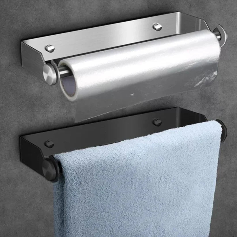 Wall Mount Paper Towel Holder Under Cabinet Stainless Steel Rack Kitchen