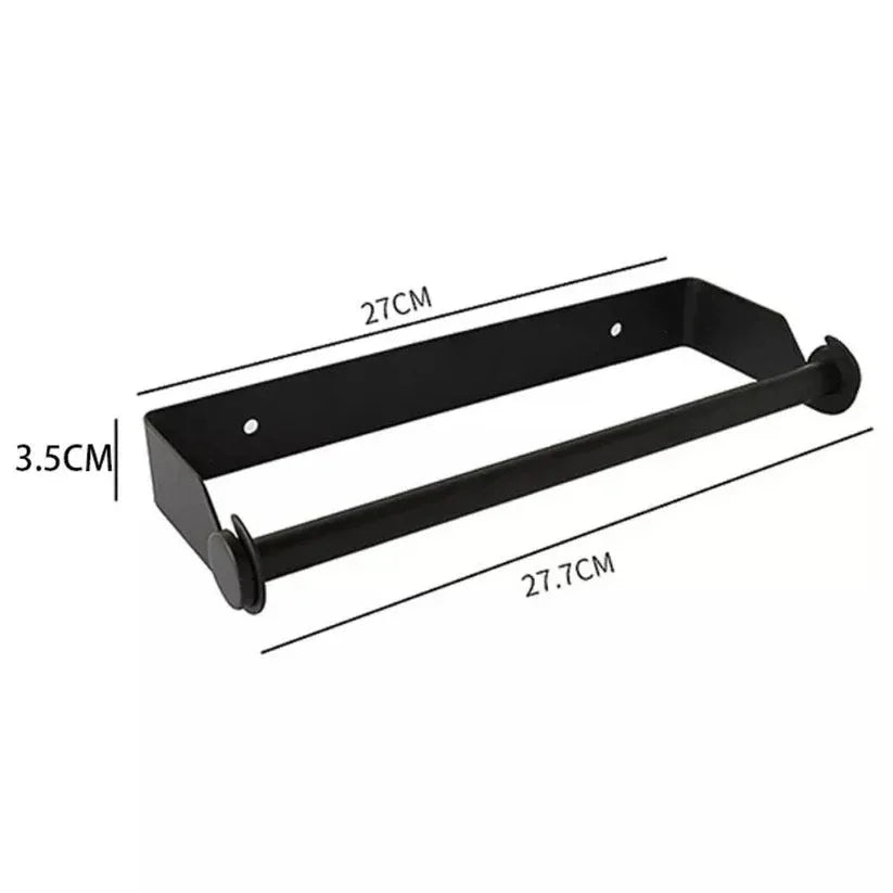Black metal bracket with dimensions labeled on a white background

