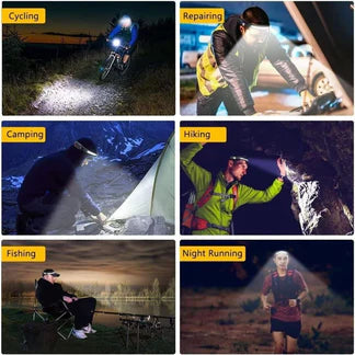 Waterproof COB LED Head Torch Motion Sensor Headlight USB Rechargeable Headlamp
