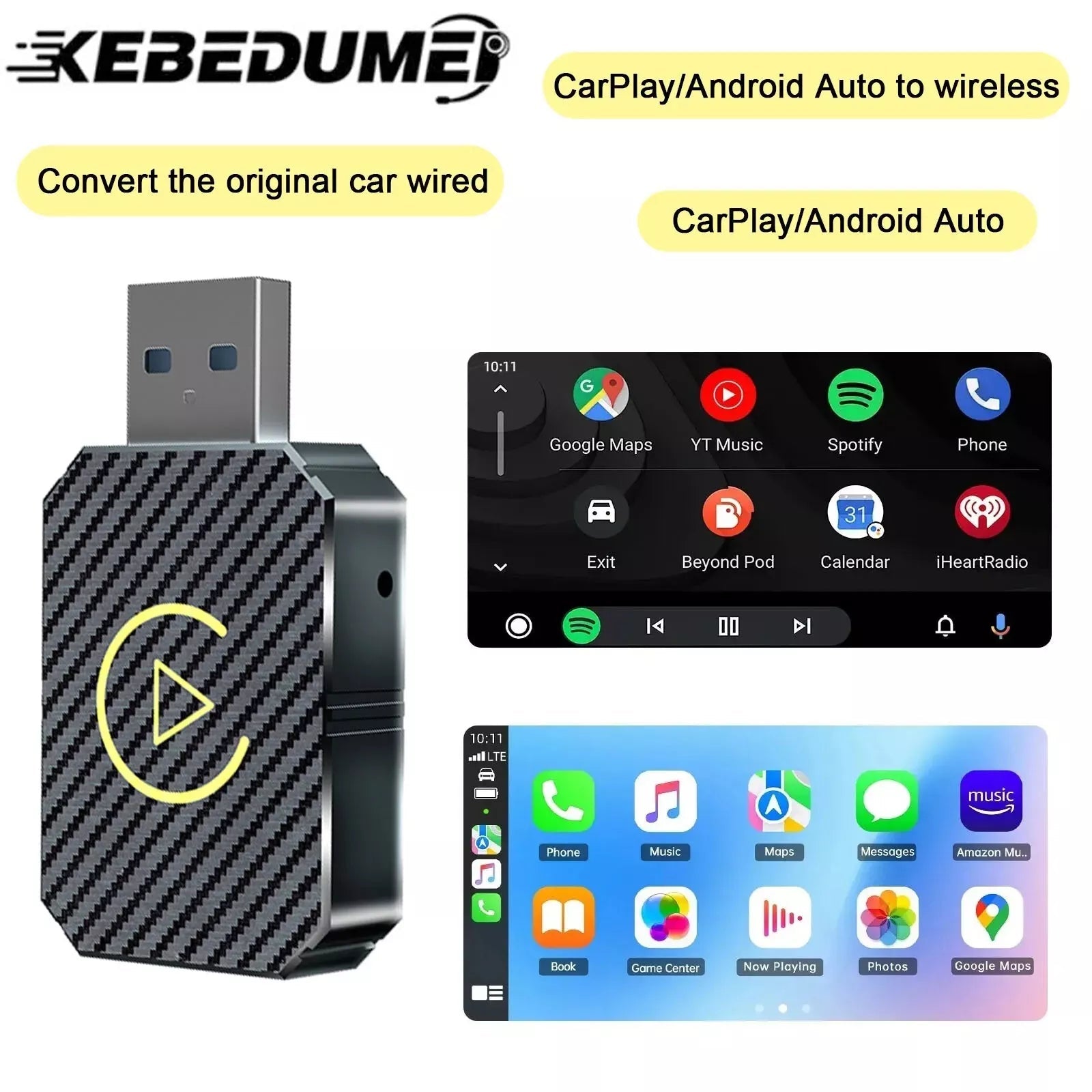 Wireless Carplay Android Auto Adapter For iPhone and Android