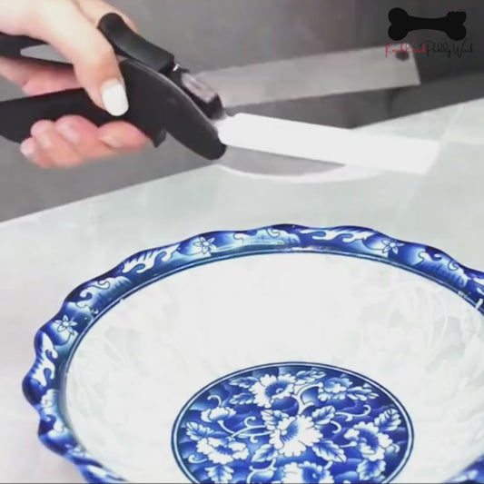 2-in-1 Knife Cutting Board Scissors Trendy Clever Crazy Tool Food Chopper