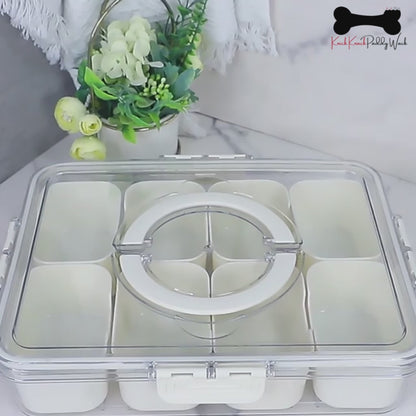 Charcuterie Container Divided Serving Tray with Lid and Handle Snackle Box