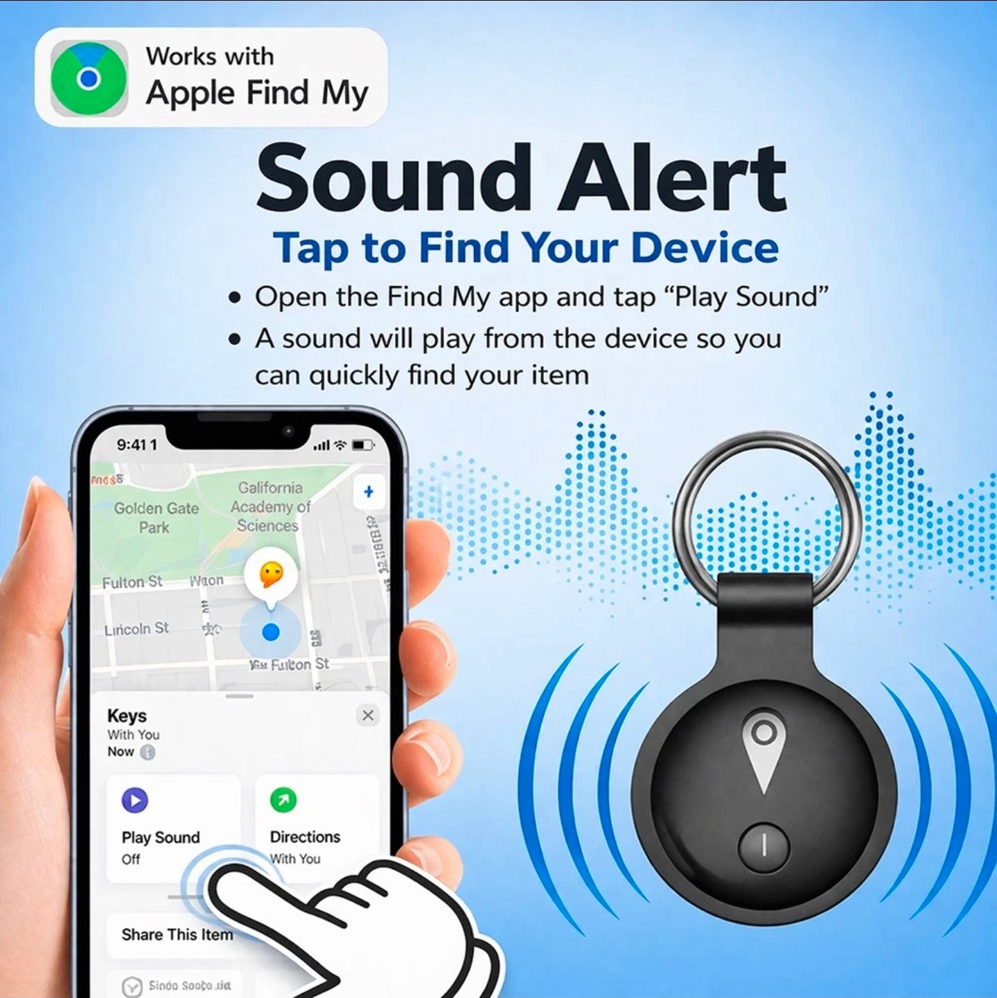 GPS Tracker 3-Pack Apple Find my APP Identification and Loss Prevention