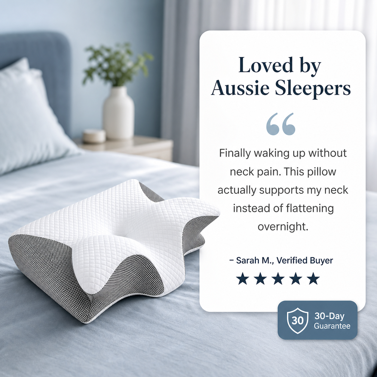 Butterfly Contour Pillow Foam Neck For Ergonomic Support Au