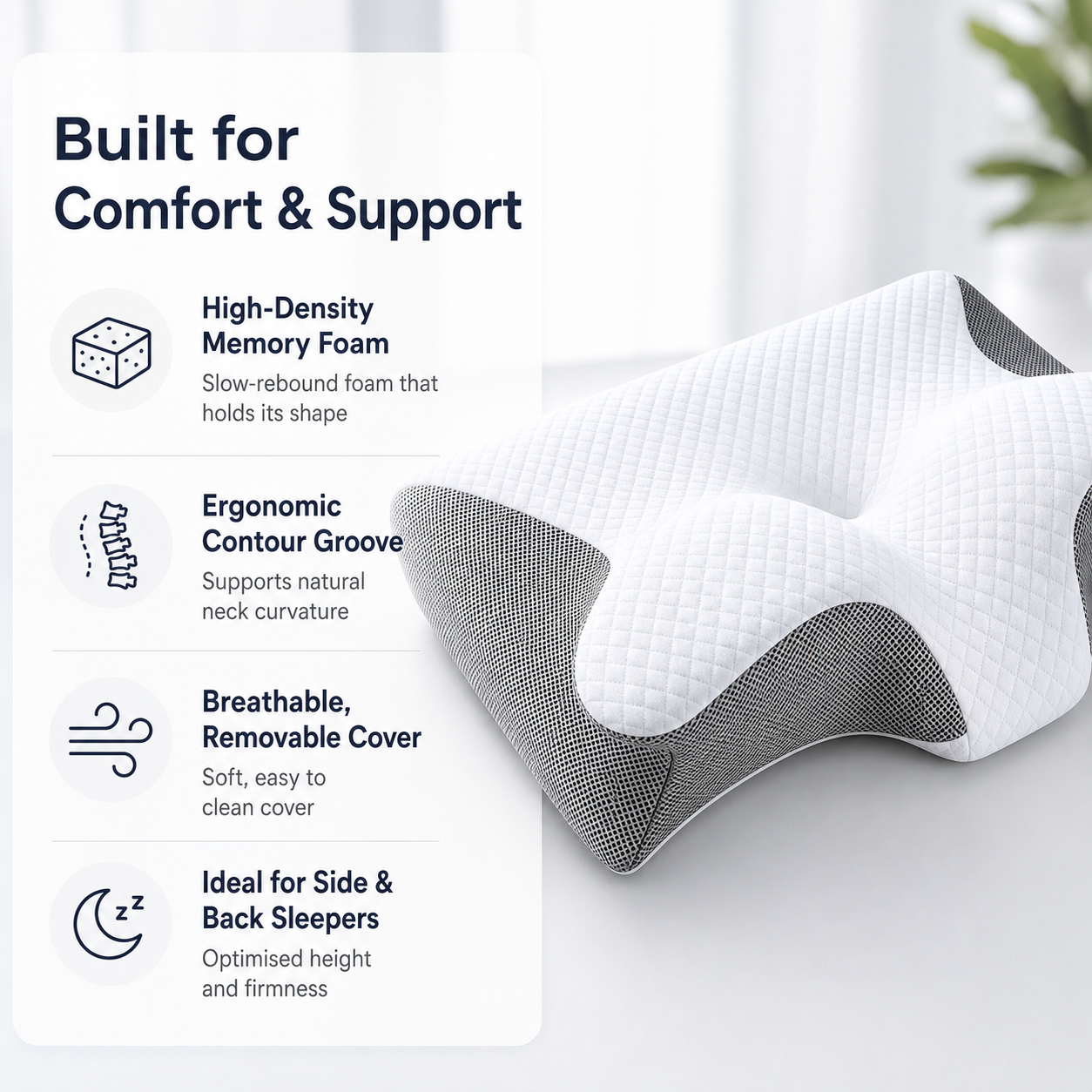 Butterfly Contour Pillow Foam Neck For Ergonomic Support Au