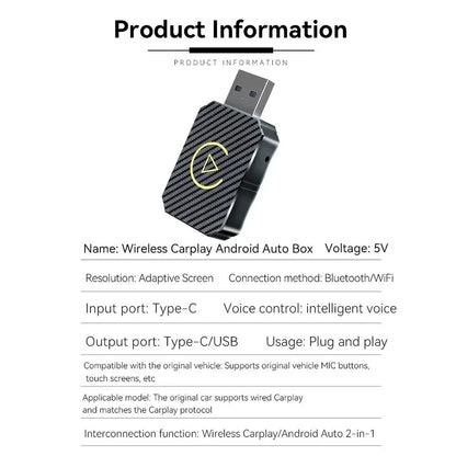 Wireless Carplay Android Auto Adapter For iPhone and Android