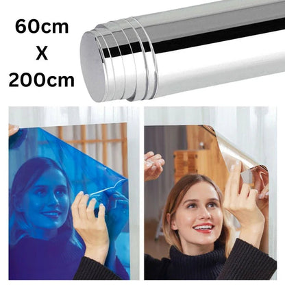 2M Adhesive Large Mirror Wall Sticker Roll Self Bathroom Room DIY Decor Stick On Ausie Sales