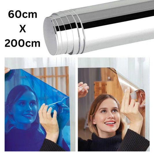 2M Adhesive Large Mirror Wall Sticker Roll Self Bathroom Room DIY Decor Stick On Ausie Sales