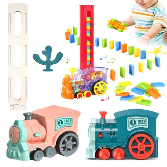 Domino Train Set w/60pcs Domino Toys Pieces Automatic Brick Laying Ausie Sales